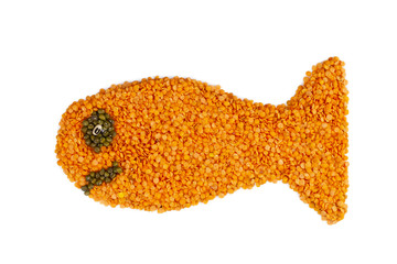 image of a lentils beans forming fish.