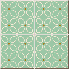 Ceramic tile pattern 326 light green curve cross line flower