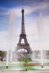 Eiffel Tower and fountains of Trocadero, Paris,  France