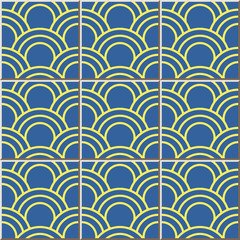 Ceramic tile pattern 341 oriental fish scale round curve line