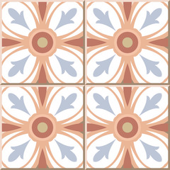 Ceramic tile pattern 342 round cross curve kaleidoscope