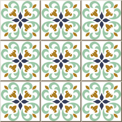 Ceramic tile pattern 345 spiral curve cross kaleidoscope