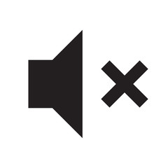 Vector volume off icon. Black mute, no sound vector icon. Simple flat design vector illustration concept for web banner, web and mobile app, infographic. Vector icon isolated on gradient background