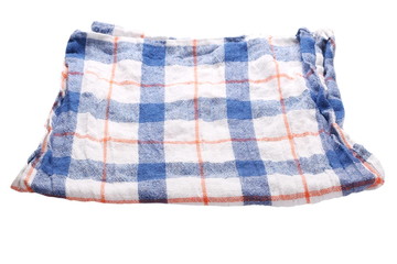 blue white checkered dishcloth, cloth isolated on white background