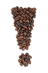 coffee beans forming exclamation mark.