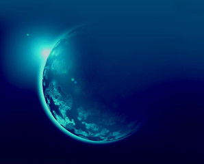 Blauer planet 3d illustration im weltall konzept
