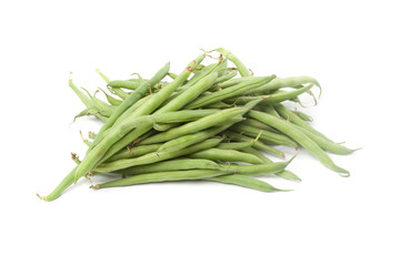 Grüne Bohnen, Freisteller auf weissem Hintergrund