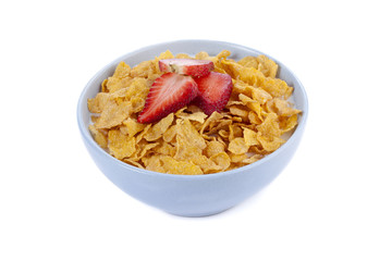 cereal bowl with slice strawberry