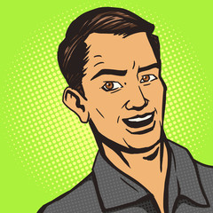 Man listens pop art style vector illustration