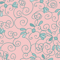 Seamless pattern with flowers. Ornate zentangle texture, endless pattern with abstract flowers. Seamless pattern can be used for wallpaper, pattern fills, web page background, surface textures.