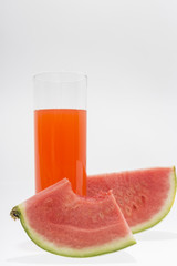 watermelon with watermelon Juice on White background