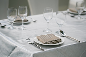 Table set for an event party or wedding reception