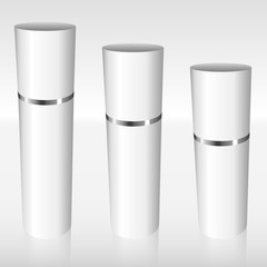 White Airless Bottles with a silver ring