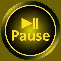 Icon yellow word pause and symbol