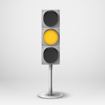Traffic light vector illustration. Yellow diod traffic light. Te