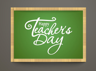 Happy Teachers Day greeting card. Teachers Day letters on school
