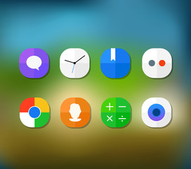 Different modern smartphone application icons set on blur backgr