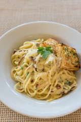 Spaghetti Carbonara with bacon and cheese