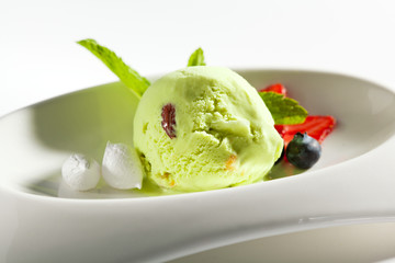 Pistachio Sorbet with Berries