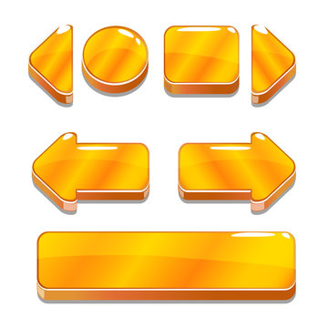 Vector Cartoon gold buttons for game or web design, gui elements set, gui elements set