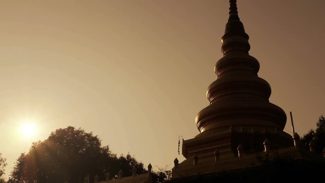 Pagoda sunset ,Zoomout ,Thailand