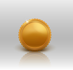 illustration of gold coin with reflection on white background