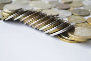 Coins on white background
