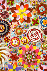 Close up view of original abstract acrylic painting on canvas. Grunge fragment of artwork. Flowers in the unique painting, modern art, contemporary art. Environment background, embossing , 3d print.