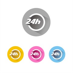 Conjunto de iconos servicio 24 horas. Ilustración vectorial