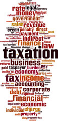 Taxation word cloud concept. Vector illustration