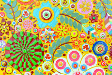 Abstract background of flowers. Flower mix in the unique art painting, environment background surface, floral pattern, embossing ,carving and 3d print.