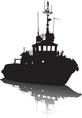 Vector illustration of silhouette of the sea ship