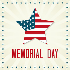 Memorial Day Vector Illustration. Star with American Flag.
