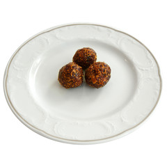 Sweet balls on a white plate