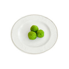 Sweet balls on a white plate