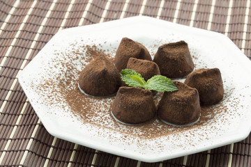 cocoa candy on the plate