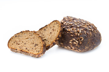 Rye bread isolated on white background.
