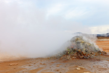 Fumarole in the geothermal area Hverir, Iceland