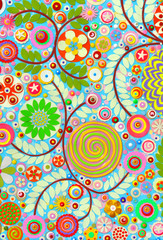 Bunch of flowers, abstract color acrylic painting on canvas, 3d, three, dimensional embossing and carving. Unique technique. Imitation of floral surface. Highly textured.