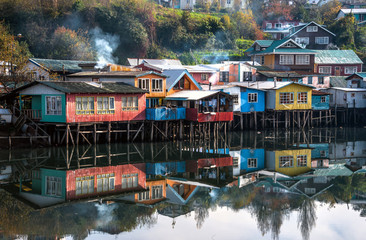 Fototapeta na wymiar Palafitos Houses, Patagonia, Chiloe, Chile