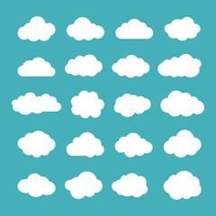 Set of Flat Clouds Icons. Cloud Shapes collection.
