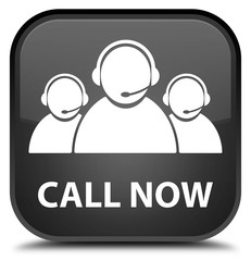 Call now (customer care team icon) black square button