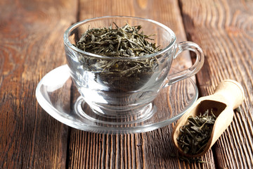 Tea leaves in cup