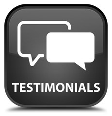 Naklejka premium Testimonials black square button
