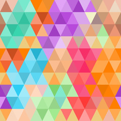 Abstract seamless pattern of bright colored triangles . Vector 