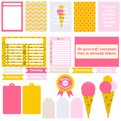 Signs and symbols for organized your planner. Template for scrapbooking, wrapping, wedding invitation, notebooks, diary.