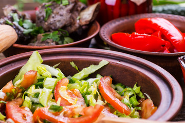 Roasted meat and vegetables