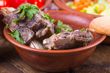 Roasted meat and vegetables