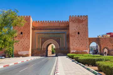 Bab el-Khemis gate in Meknes, Morocco - obrazy, fototapety, plakaty