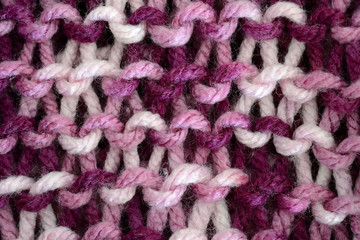 close up wool texture, white, pink and violet